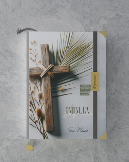 Bíblia em lombada - letra grande com harpa
